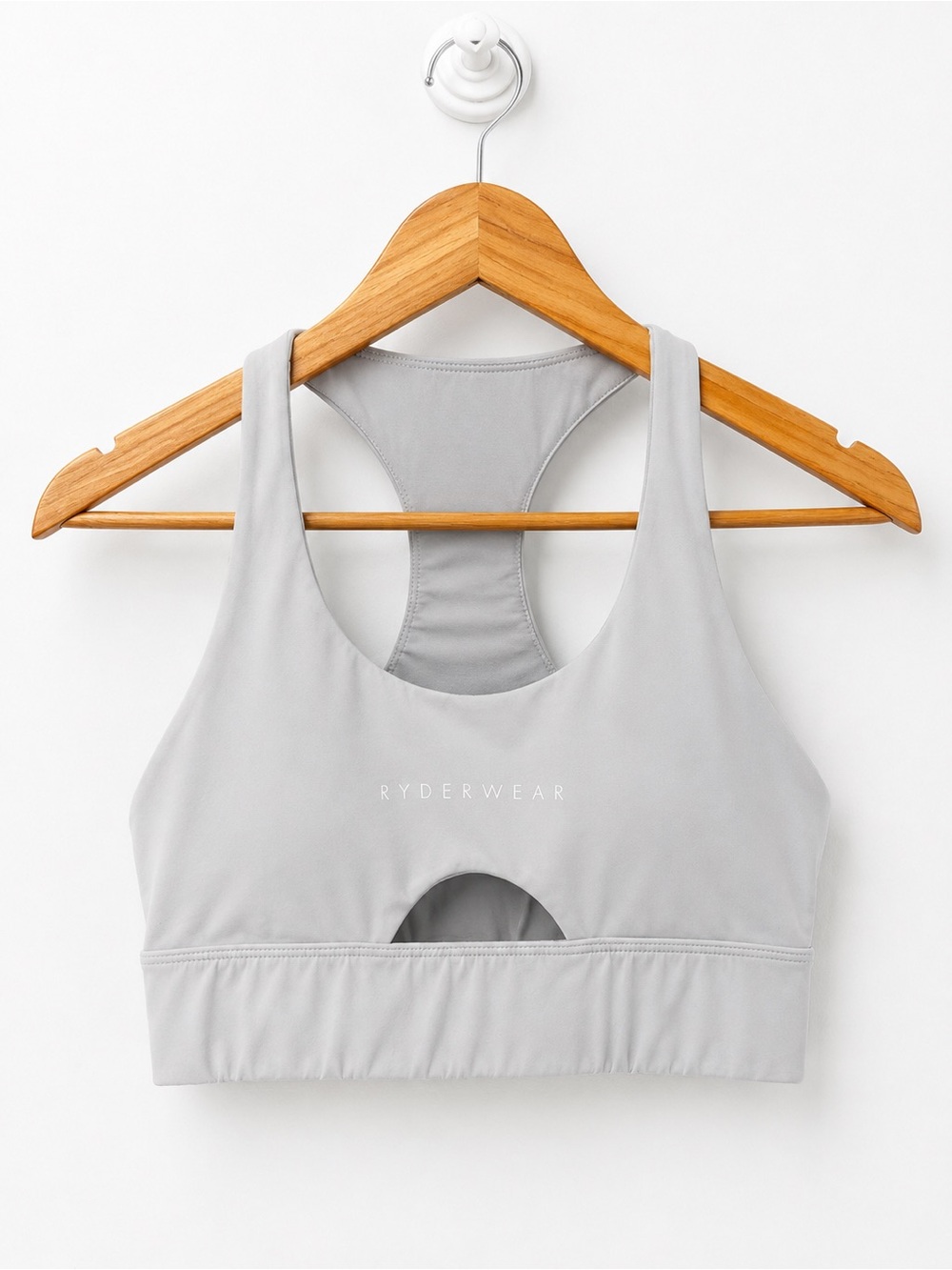 Light Gray Racerback Sports Bra with Keyhole Detail
